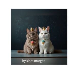 HANDCRAFTED digital art by me fur babies prepping for Easter blue brown NWT